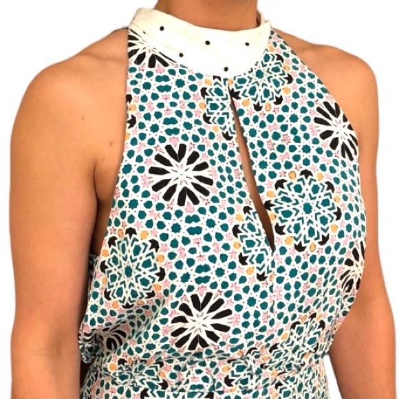 TOPSHOP Geo Moorish Moroccan Tile Tie Neck Halter Midi Dress size 6 - Picture 8 of 16